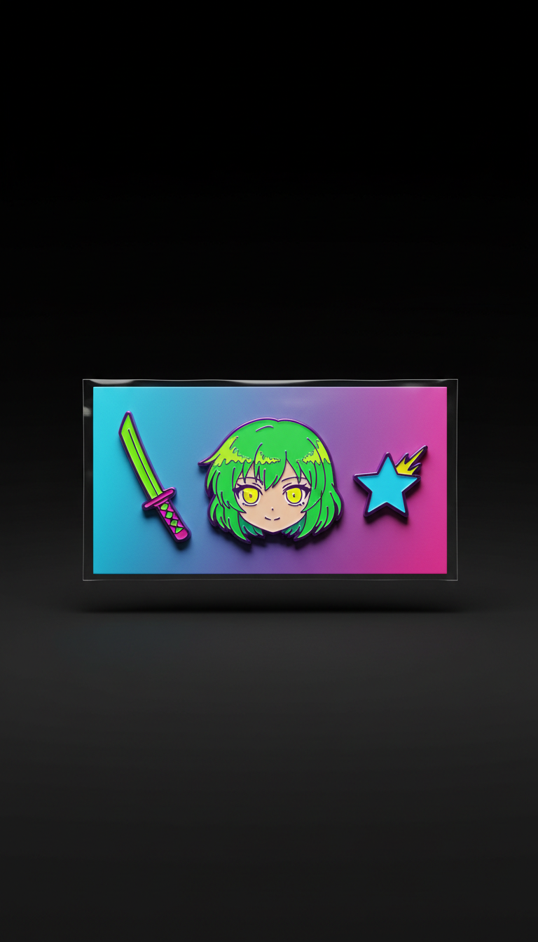 Anime Enamel Pin Pack In Mixed Neon Finishes